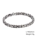 Pulsera bizantina de acero inoxidable plateado pulido, ancho 4mm, largo 190mm - Plata (KB106715-Z) / 190mmx4mm