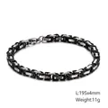 Pulsera bizantina de hombre en acero negro y plata, ancho 4mm, longitud de 195mm - Negro y Plata (KB106710-Z) / 195mmx4mm