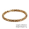 Goldenes Byzantinisches Armband aus Edelstahl, 200 mm Länge und 4 mm Breite für Herren - Rein Gold Stil (KB106713-Z) / 200x4mm