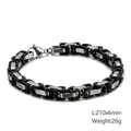 Men's two-tone industrial steel chain bracelet in silver and matte black finish - Black & Silver (KB106724-Z)