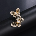 Elegant gold butterfly open ring featuring intricate hollow wings and sparkling crystals - Gold Hollow Butterfly