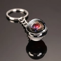 Solar system galaxy nebula glass ball keychain with red nebula pattern in silver metal - Nebula