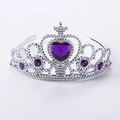 Silver princess tiara crown with purple heart gems for girls' costume and dress-up play - Deep purple