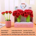Close-up of creative rose flower shaped 0.5mm gel pens in a decorative display box - Rose Pen-Black Ink