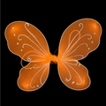 Detail of orange butterfly wings with silver glitter and LED lights on black background - One Size / Orange