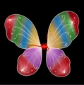 Vibrant rainbow butterfly wings with gradient mesh and silver glitter for costume play - One Size / Rainbow
