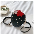 Cute strawberry shaped crossbody bag in black with gold rivets and elegant long shoulder strap - Black