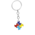 Creative alloy puzzle keychain with colorful enamel pendants in red blue yellow and purple - Puzzle Piece Shape (A)