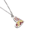 Collier avec pendentif cœur en acier argenté et émail coloré au motif abstrait chic - Peinture de Coeur Doux (KN25701)
