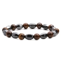 Bracciale in occhio di tigre ed ematite con perle tonde e a oliva alternate in pietra - Occhio di Tigre Con Perline a Oliva in Ematite