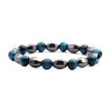 Blue tiger eye beads and grey hematite arrowhead beaded bracelet on white background - Faceted Hematite Tiger Eye Style D (Blue)