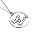 Collana in acciaio inox argento con ciondolo tondo traforato con nomi Lucas e Manou - Acciaio (KN25719-Z)