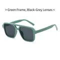 Fashionable square green frames with dark grey lenses and double bridge design - Green Frame Grey Lens