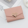 Rosa Damen Geldbörse mit goldfarbenem Herz-Metallverschluss und Umschlag-Faltstruktur - Kurzer Stil / Rosa