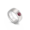 Brushed silver stainless steel ring with a bezel-set round purple zircon gemstone - US 6 / Silver Brushed Purple Zirconia Style (KR32291-K)