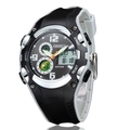 Orologio sportivo OHSEN con doppio display analogico-digitale e cinturino in silicone bicolore - Nero