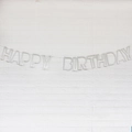 Silver Happy Birthday letter banner for wall decoration and party photo props - Glitter Paper Hollow Silver