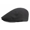 Classic black wool-blend beret cap for men and women featuring a minimalist retro flat top - Adjustable / Black