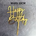 Mirror gold acrylic Happy Birthday cake topper decoration 10cm width heart design - Gold HB