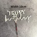 Silver mirror acrylic Happy Birthday cake topper with stars 10cm width for party deco - Small Star Silver