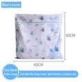 Extra large 60x60cm fine mesh laundry bag with blue leaf print and zipper closure - Extra Large 60*60 - Blue Leaf