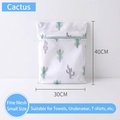 Thickened mesh laundry bag with cactus print and green zipper for delicate washing, 30x40cm - Small Cactus (30*40cm)
