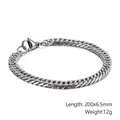 Men's silver stainless steel chain bracelet 200mm length with lobster clasp - 6.5mm Width - 20cm Length (KB126679-Z)