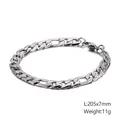 Klassieke 7mm Figaro-schakelarmband van zilverkleurig roestvrij staal, lengte 205mm - Figaro Kettingstijl (KB126681-Z) / 7mm Breedte/20.5cm Lengte
