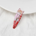 Cute red hair clip with orange cat pattern and white hearts on a sleek metal drop pin - 7# Bright Red Cat