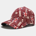 Détail du drapeau Union Jack et texte British Style sur la casquette en coton vintage - Réglable / Drapeau Lettre Rouge