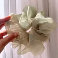Elegant organza oversized hair scrunchie in light green color for women hair styling - Oversized / Bean Green