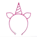 Pink unicorn headband with spiral horn and hollow ears for children and adults - Luminous Unicorn / Rose Red