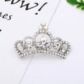 Macro shot of silver crown brooch with sparkling rhinestones and elegant hollow curves - 14# Silver Crown