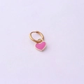 Gold huggie hoop earrings with pink enamel heart pendant in stainless steel - Heart Style (3#) / Pink