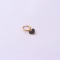 Golden huggie hoop earring with heart-shaped black enamel pendant for women - Heart Style (352-5#) / Black