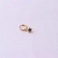 Golden stainless steel hoop earring featuring a black enamel star-shaped pendant - Star Style (12#) / Black