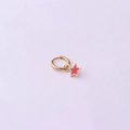 Golden hoop earring with a vibrant red star pendant in a minimalist candy style - Star Style (13#) / Red