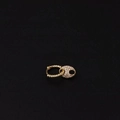 Polished gold beaded hoop earring featuring a pig nose charm with micro-pave white zircons - Oval Pig Nose Pendant Style (341-7#) / Gold
