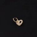 Golden heart drop earring with micro-paved zircons and textured beaded hoop detail - Pave Set Heart Pendant Style (341-8#) / Gold