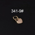 Golden heart padlock earring with sparkling micro-pave cubic zirconia crystals - Heart Lock Pendant Style (341-9#) / Gold