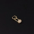 Polished gold beaded hoop earring with safety pin charm and micro-pave zircon ball - Ball Safety Pin Pendant Style (341-13#) / Gold