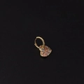 Golden heart hoop earring with colorful pavé micro-set zircons on a dark surface - Colorful Heart Pendant Style B (341-15#) / Gold