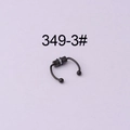 16G black magnetic faux nose ring with polished horseshoe shape and round beads - Black