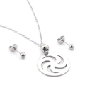 Set gioielli minimalisti in acciaio inossidabile con pendente a spirale e orecchini a lobo - Stile Vortice Cavo (KS95020-ZC)