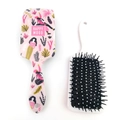 Pink floral and white monochrome plastic hairbrush set for children with air cushions - Happy Mood