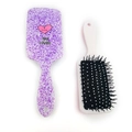 Cute purple glitter heart cushion hairbrush and white scalp massage comb for kids - Purple Dots