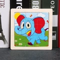 Cartoon blue elephant 9-piece wooden puzzle for toddlers early education development - Elephant