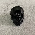 Men's retro hip hop skull ring in polished black stainless steel, punk gothic style jewelry - US 7 / Black