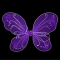 Close-up of purple butterfly wings with silver glitter and fine mesh for kids costume - One Size / Purple