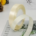 Cream satin ribbon roll with silk sheen for gift wrapping and DIY crafts wedding decor - Off White